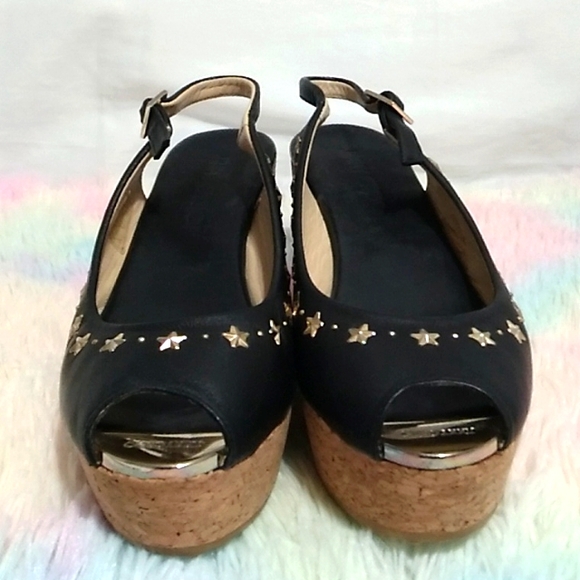 SALE! Authentic Jimmy Choo Star Studded Wedge Sandals Sz.7 or 37 Worn 1X - Picture 3 of 16